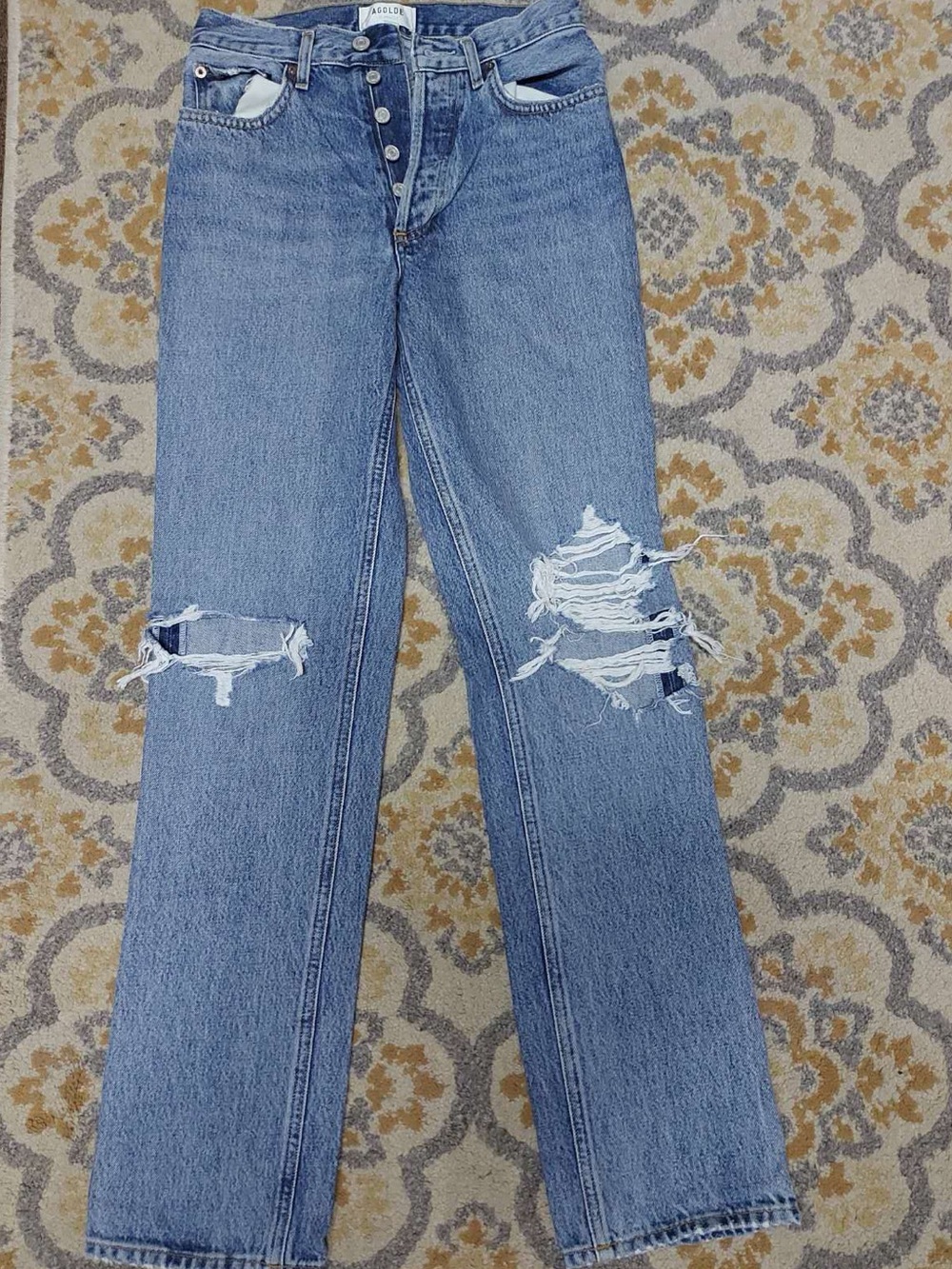 Agolde distressed straight leg jeans